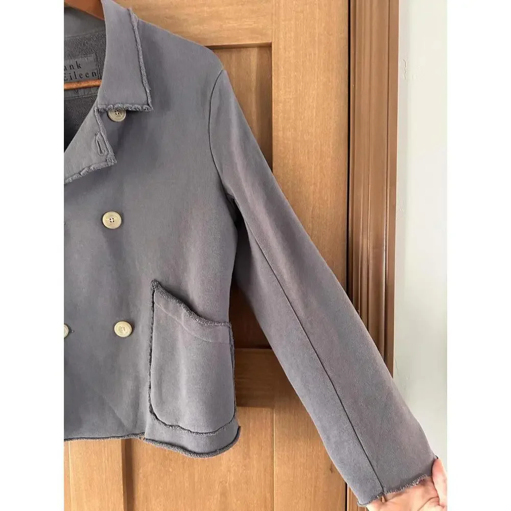 Frank & Eileen Mini Belfast Crop Knit Peacoat In Elephant Women’s size Medium - Picture 3 of 15